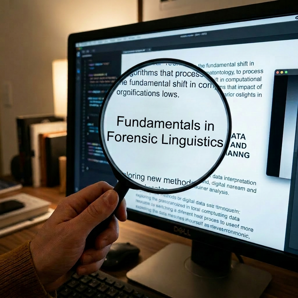 Magnifying glass enlarging text about digital systems and machine learning on computer screen